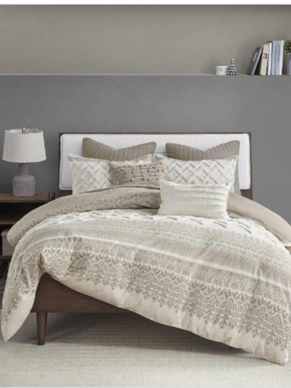 Mila 3-Piece Taupe Cotton Full/Queen Duvet Cover Set